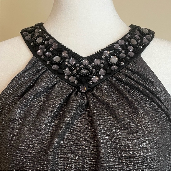 NWT Maggy London Women’s Shimmering Dark Gray Midi Dress Size 10 - Picture 2 of 7